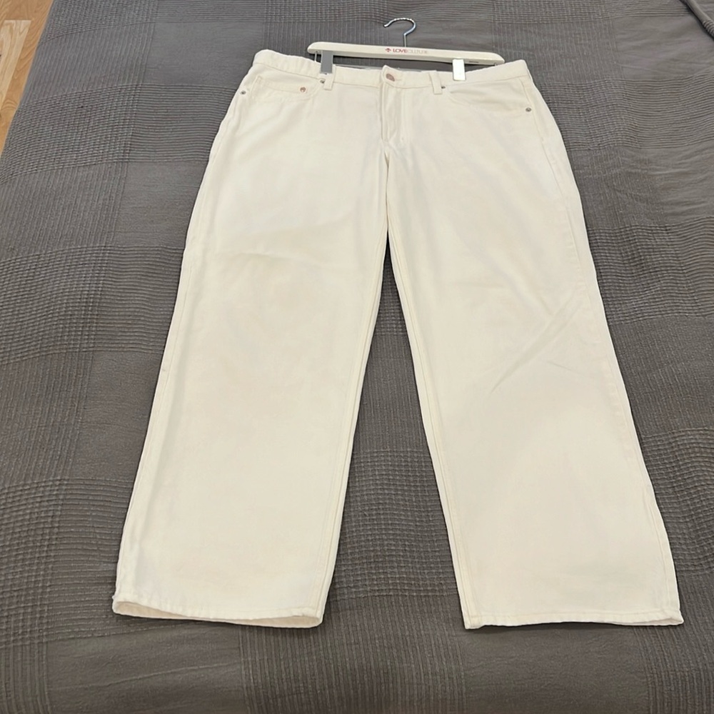 H&M - &DENIM BAGGY - LOW WAIST -TAILLE BASSE WHITE DENIM